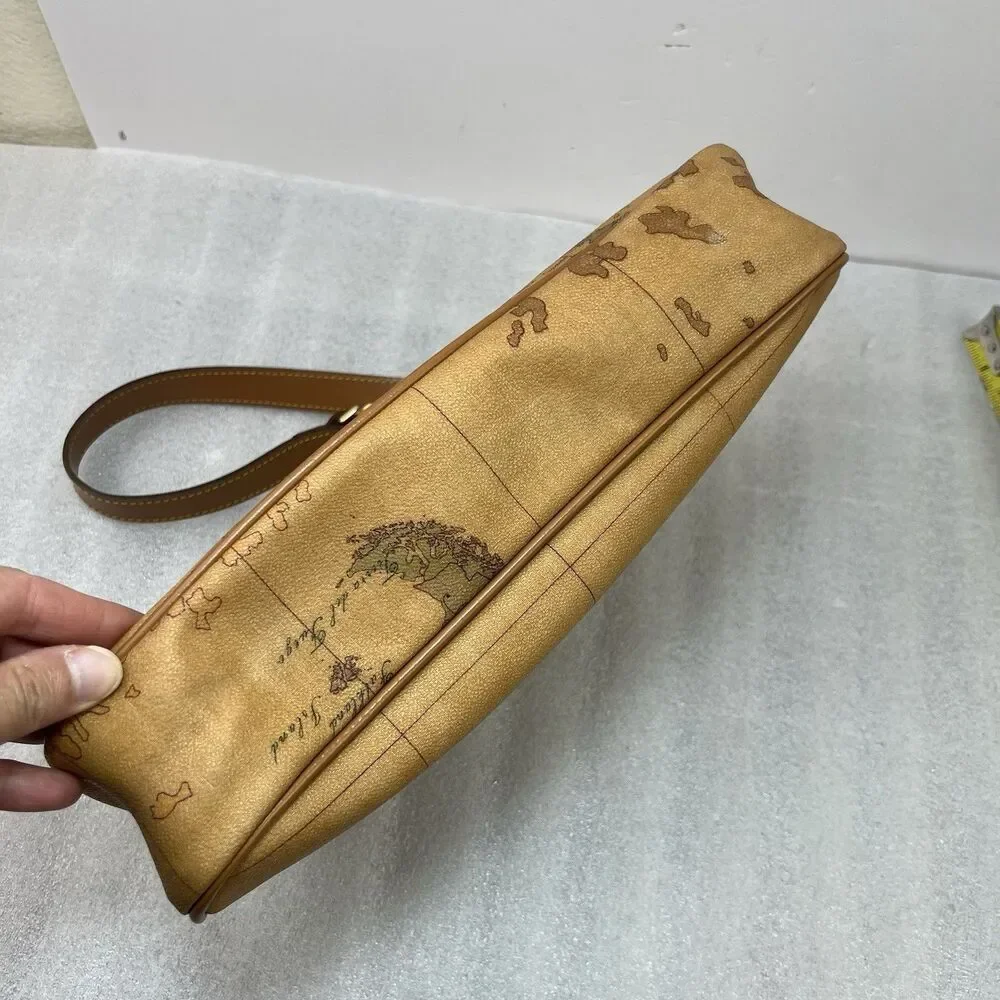 Alviero Martini 1A Classe Geo Map Print Coated Canvas Shoulder Bag Vtg Y2K - Picture 10 of 16